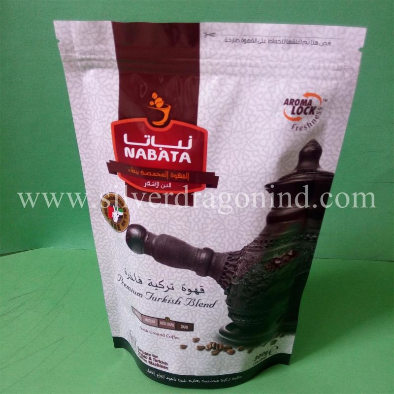 Quad Sealed Coffee Bag, with Side Gusset, with Ziplock, with Valve