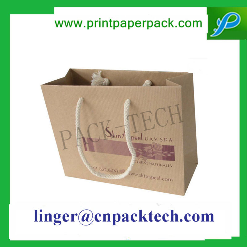 Bespoke Hot Stamping Brown Kraft Paper Bag with Handle