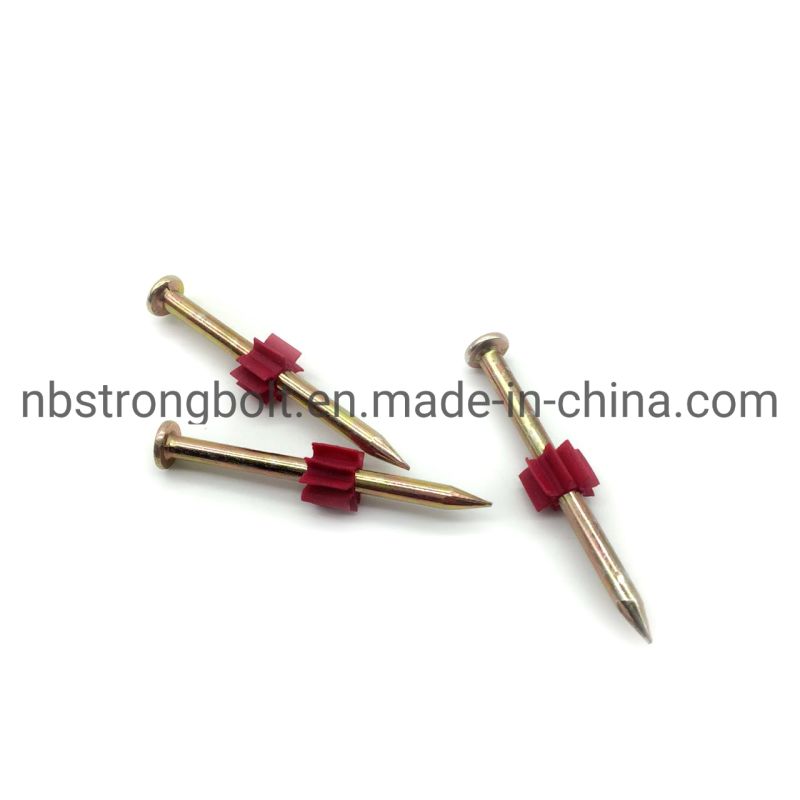 High-Strength Shooting Nail with Red Washer with Yellow Zinc Plated