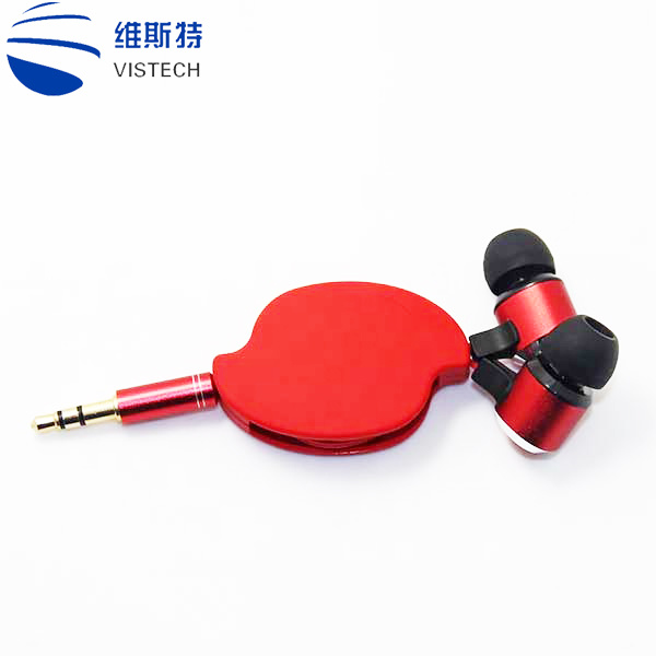 Retractable Earphone for Travelling Sport Mini Earbud for Carrying with Mic