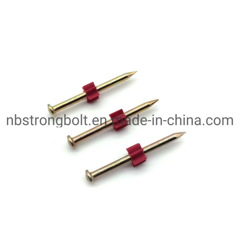 High-Strength Shooting Nail with Red Washer with Yellow Zinc Plated