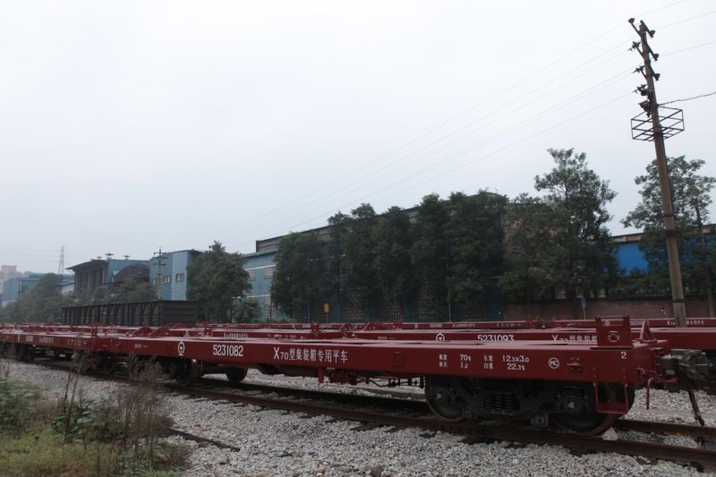 Flat Wagon for Container Transport Container Wagon 70t Railway Freight