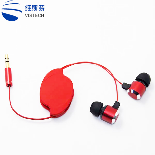 Retractable Earphone for Travelling Sport Mini Earbud for Carrying with Mic