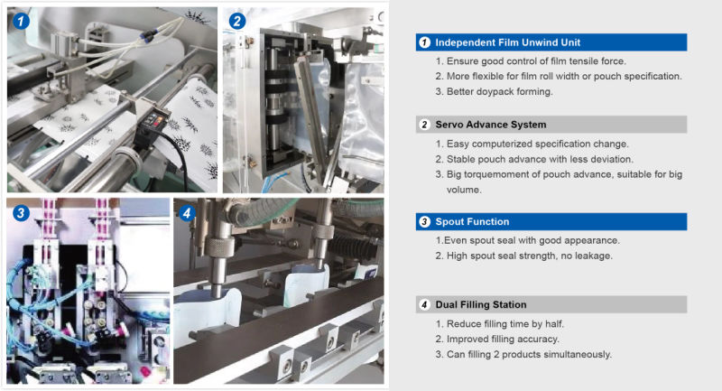 Film Roll Lotion Packing Machine for Doypack with Corner Spout