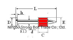 High-Strength Shooting Nail with Red Washer with Yellow Zinc Plated