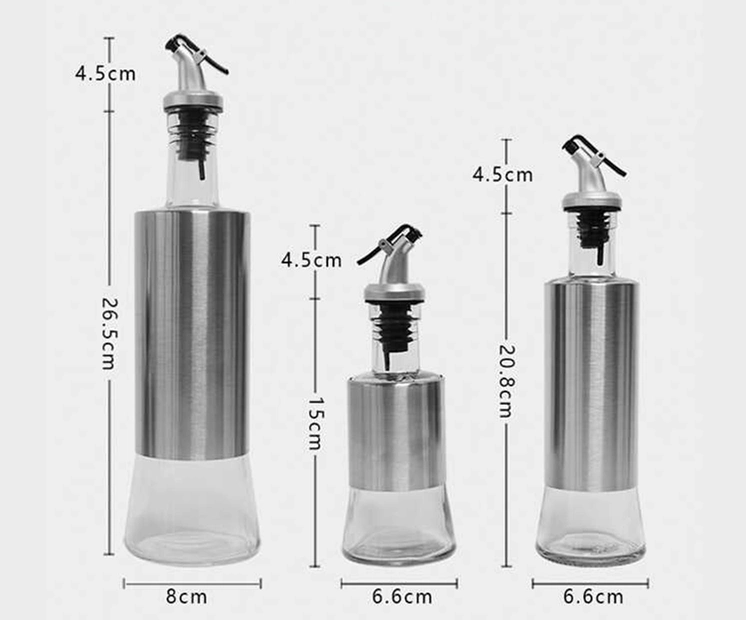 Stainless Steel Oil Bottle Kitchen Seasoning Cruet Set Household Vinegar Bottle