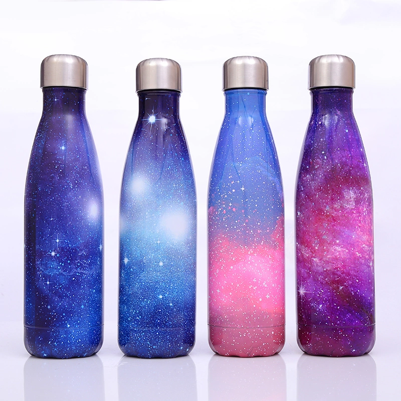 Marble Double Walled 500ml Multi Function Insulated Stainless Steel Vacuum Flask Cola Bottle Shape Water Bottle