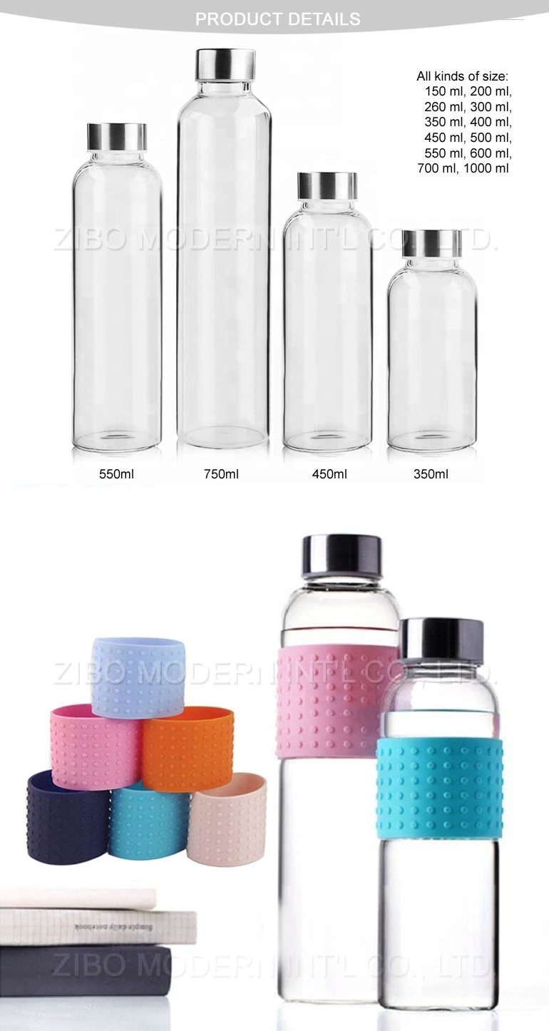 350ml 450ml 550ml 750ml Hot Water Glass Bottle Drinking Bottle Borosilicate Glass Bottle for Water