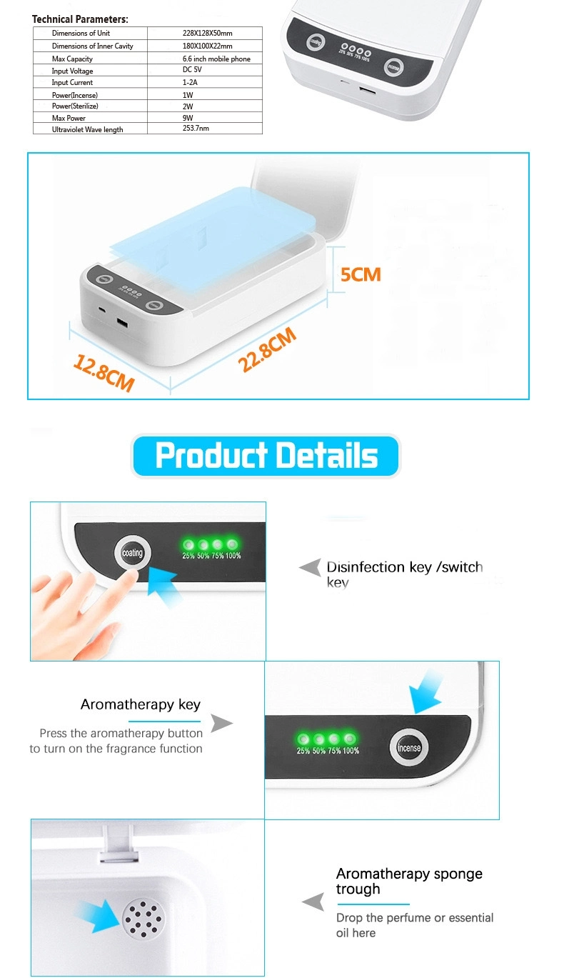 Multi-Function Portable Nail Sterilizer Ultraviolet UV Disinfection Box for Mobile Phone Mask Clothes Shoe etc