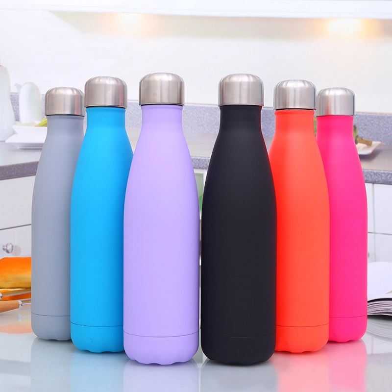 Marble Double Walled 500ml Multi Function Insulated Stainless Steel Vacuum Flask Cola Bottle Shape Water Bottle