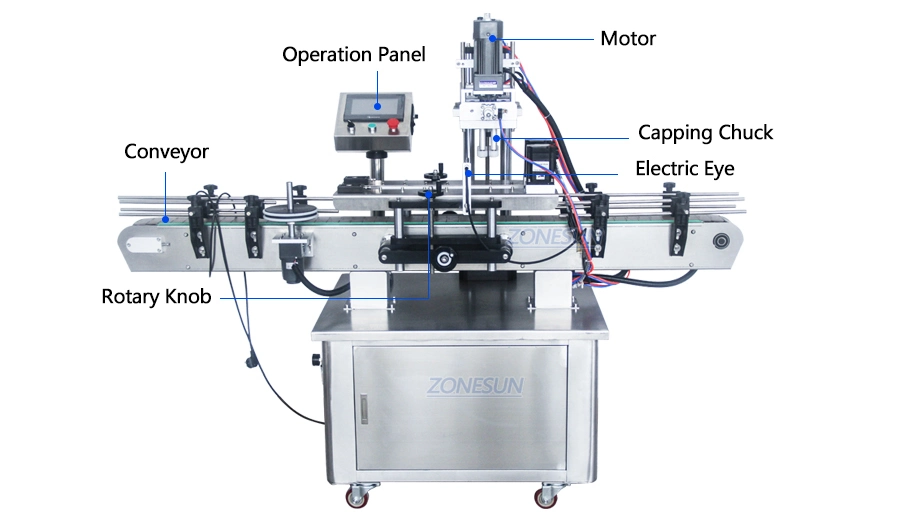 Zonesun Juice Disinfectant Oil Automatic Plastic Glass Jar Bottle Liquid Filling Machinery Capping and Labeling Machine