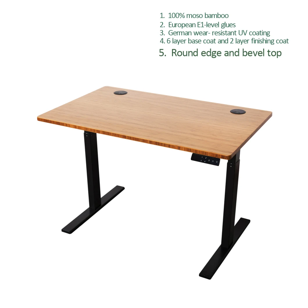 Rectangular Carbonized Bamboo Tabletop for Adjustable Height Sit Stand Desk