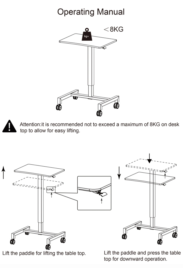 One Leg Pneumatic Height Adjustable Gas Lift Top Modern Table Desk