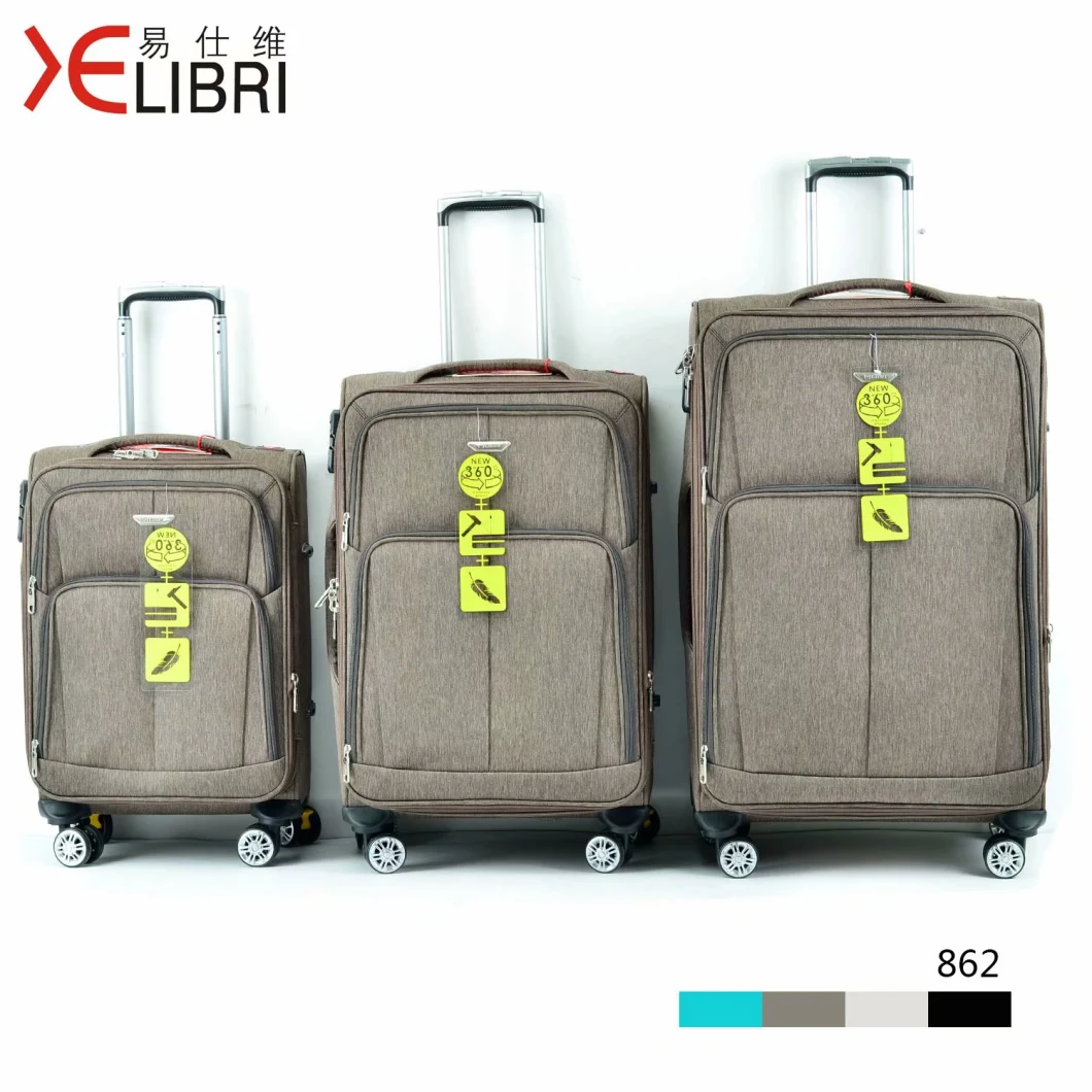 2020 Soft Double Zip Nylon Spinner Wheels Luggage with Brake