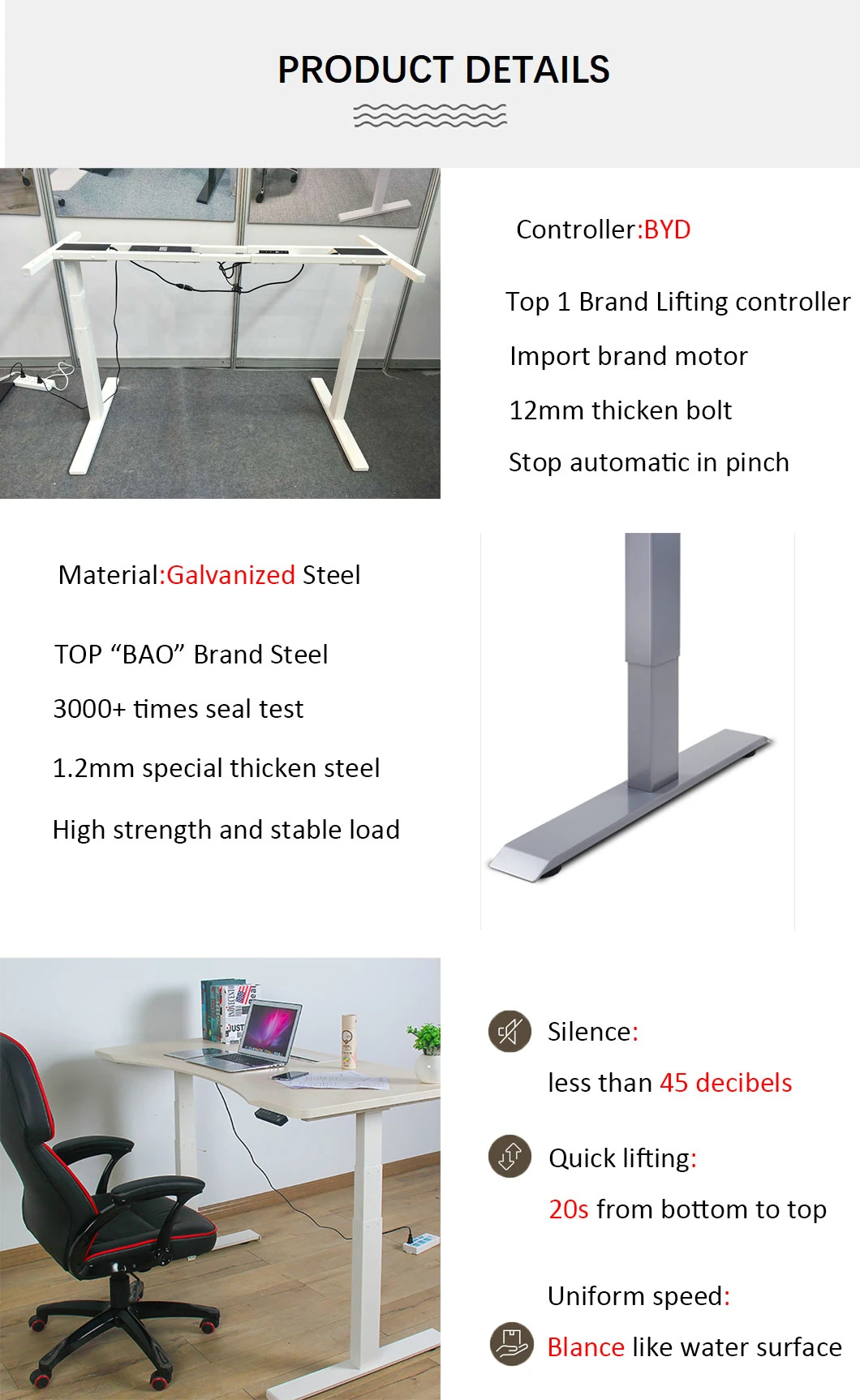 User-Friendly Design Height Adjustable Table Leg for Europe