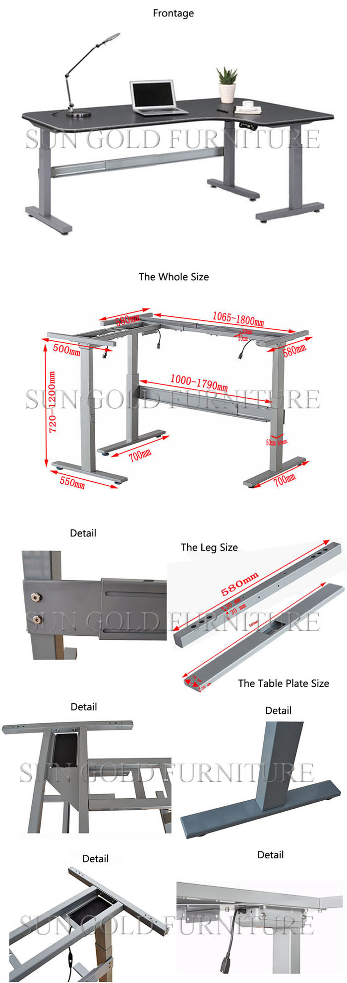 Modern L Shape Office Table Electric Height Adjustable Desk (SZ-HDL008)