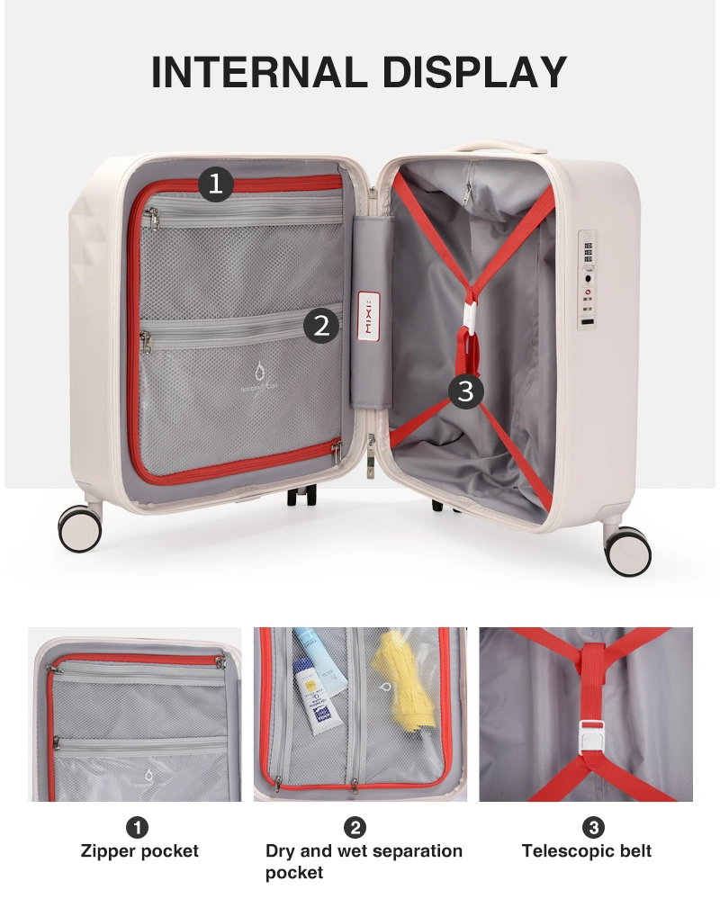 Mixi Distributor Wholesale Carry on Suitcase with USB Charging Port Fashion Travel Trolley Rolling Smart Luggage