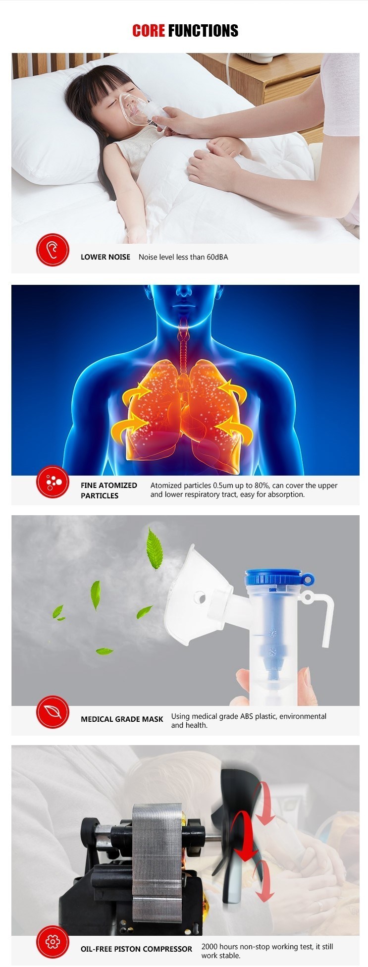 Portable Compressor Nebulizer with Adult Big Mask and Kids Mask