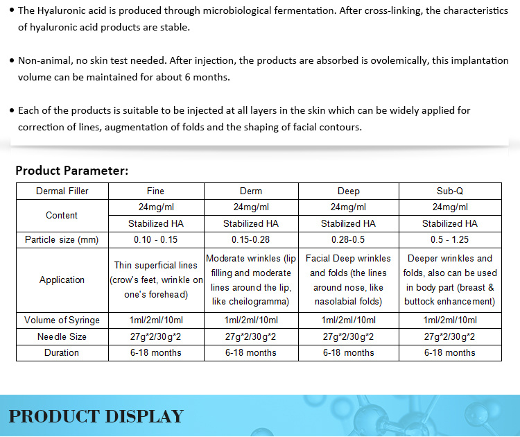 Hyaluronic Acid Injectable Filler 10 Ml/Cross-Linked Hyaluronic Acid 20mg/Hyaluronic Acid Korea Dermal Filler