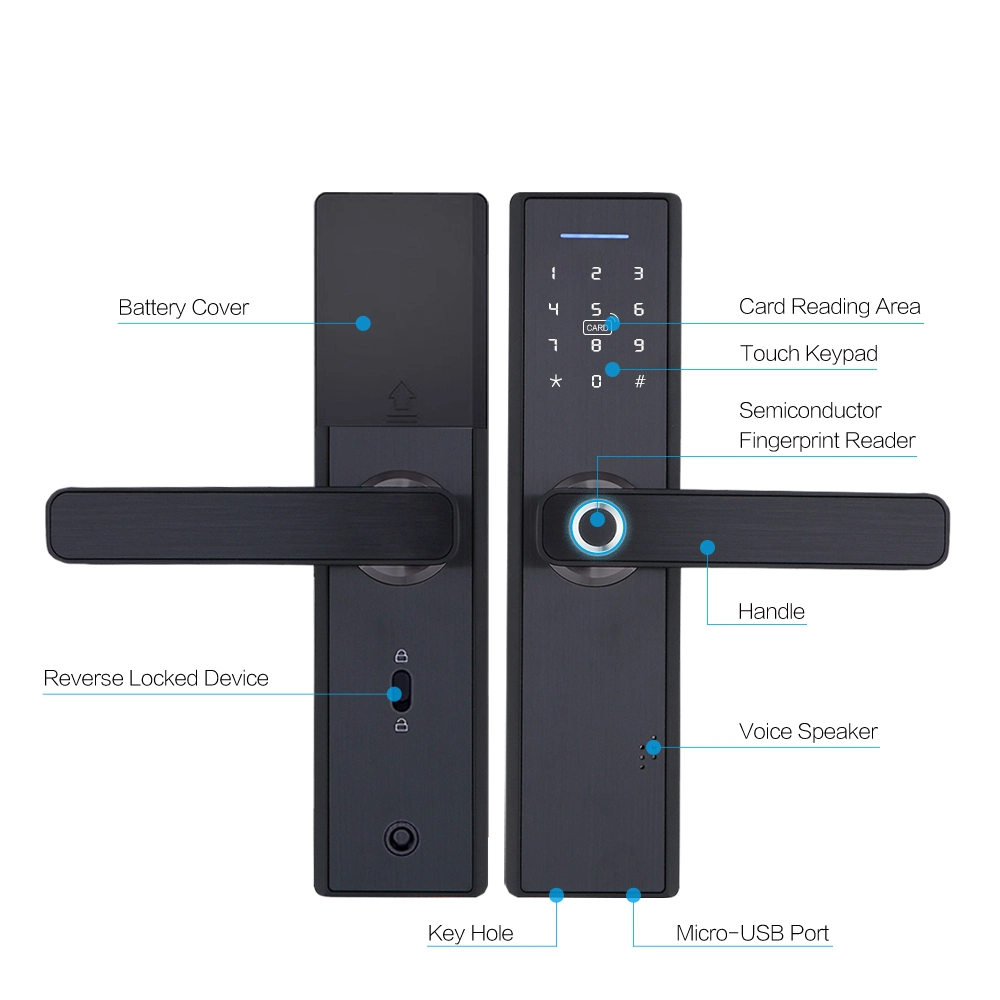 WiFi Smart Lock Tuya APP Bluetooth Door Handle Fingerprint Lock Newsky Door Lock