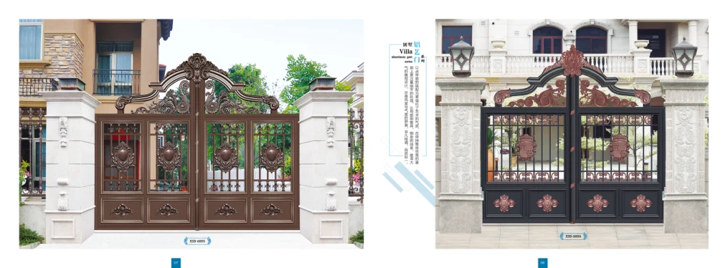 Modern Gray Color Aluminum Metal Entrance Gate Design with Automatic Lock