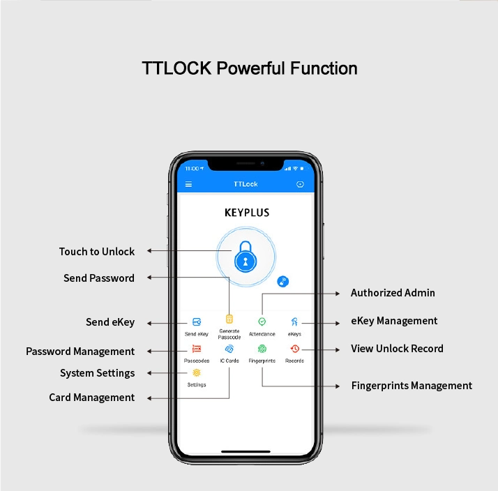 Tuya Tt Lock APP RFID MIFARE Card Security Electronic Smart Door Lock for Business Building