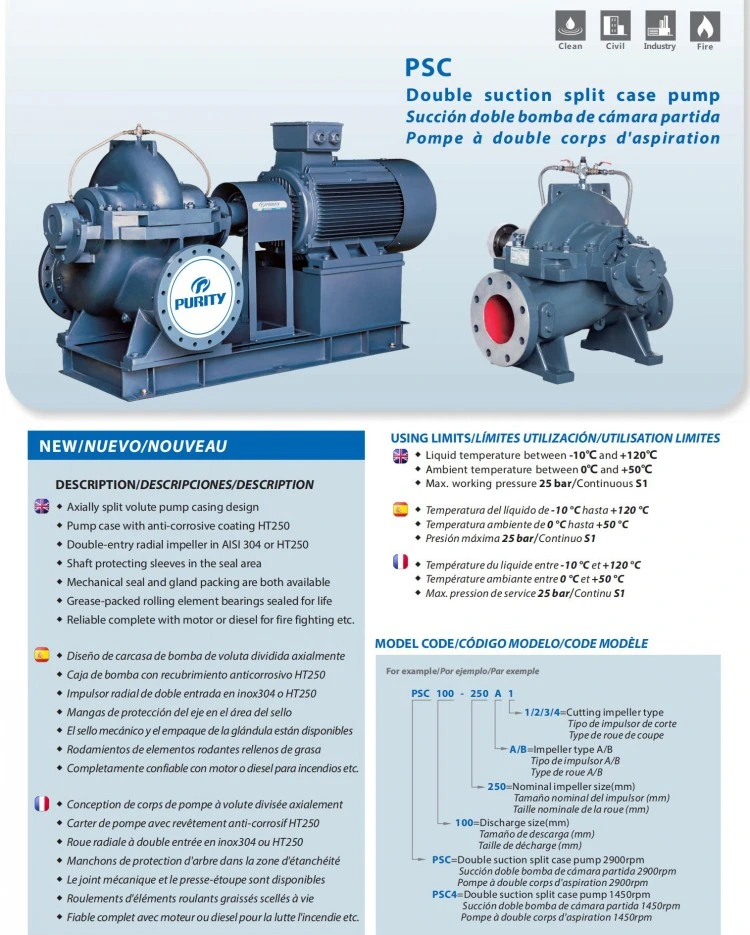 Purity Pump High Pressure Fire Fighting Fire Pump Centrifugal Pump