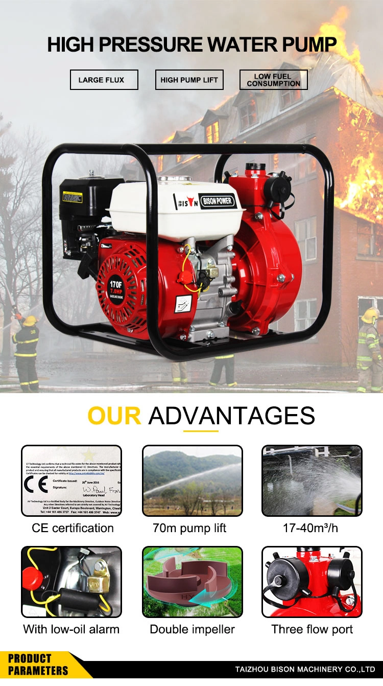 Bison 2 Inch High Pressure Petrol/Gasoline Water Pump for Fire Fighting