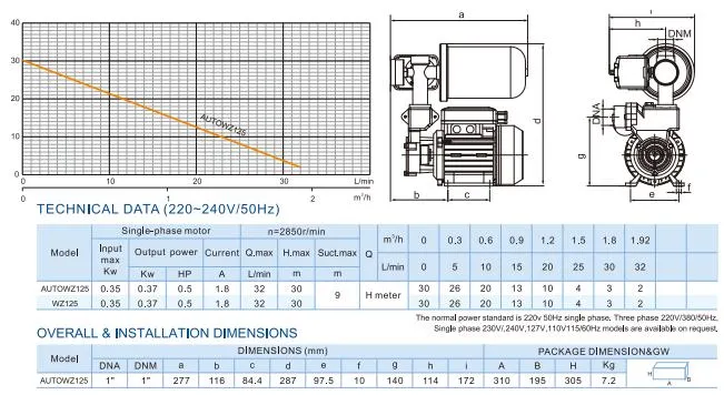 Household Brass Impeller Small Clean Water Pump-Wz Series