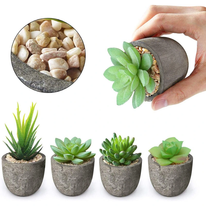 Artificial Succulent, 4PCS Decorative Fake Plants, Faux Succulent Plants with Pots for Indoors Decorative