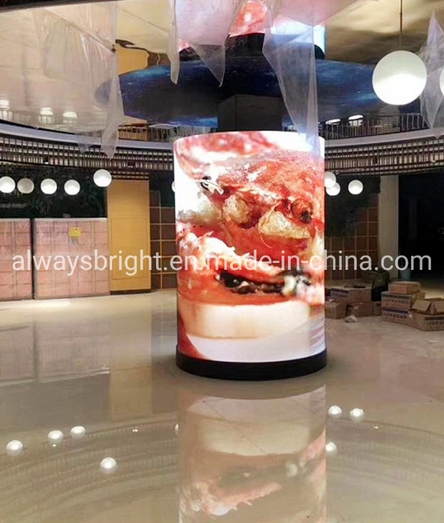 High Definition Indoor Flexible Full Color Soft Advertising LED Display Screen Panel for Column