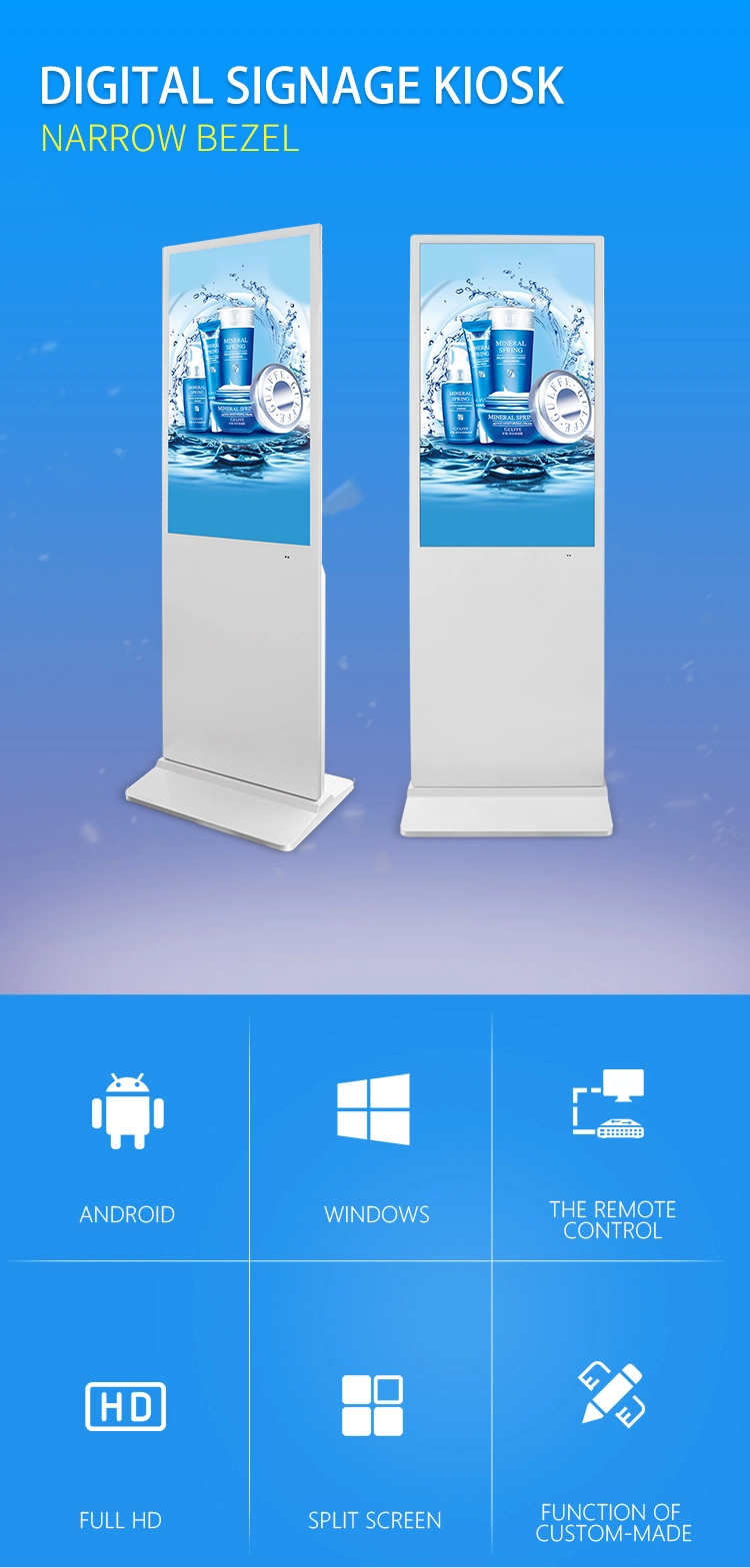 Slim Design Kiosk with 50 Inch LED Screen for Advertising