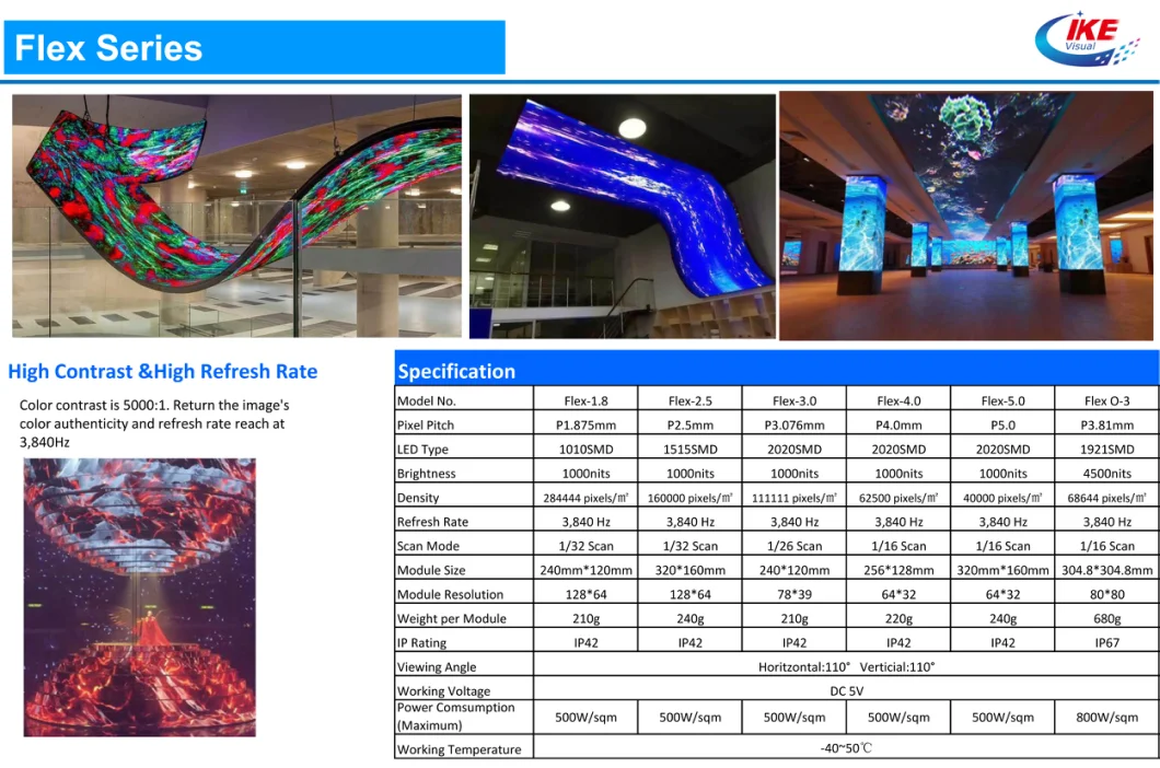 Soft LED Display Panel with Flexible Curved Cylinder for Stage LED Screen for Bars