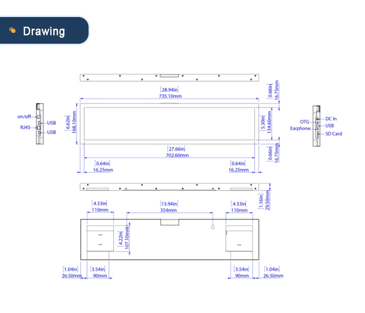 Factory Price Outdoor Wide LCD Screen Stretched Digital Signage LED Displays with Touch Screen Ad Player