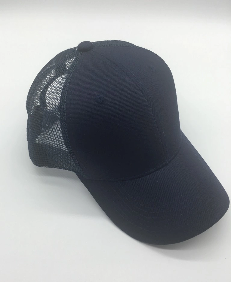 High Quality Black Pre-Curved Two Tone Cotton Twill Trucker 6 Panels Mesh Baseball Caps