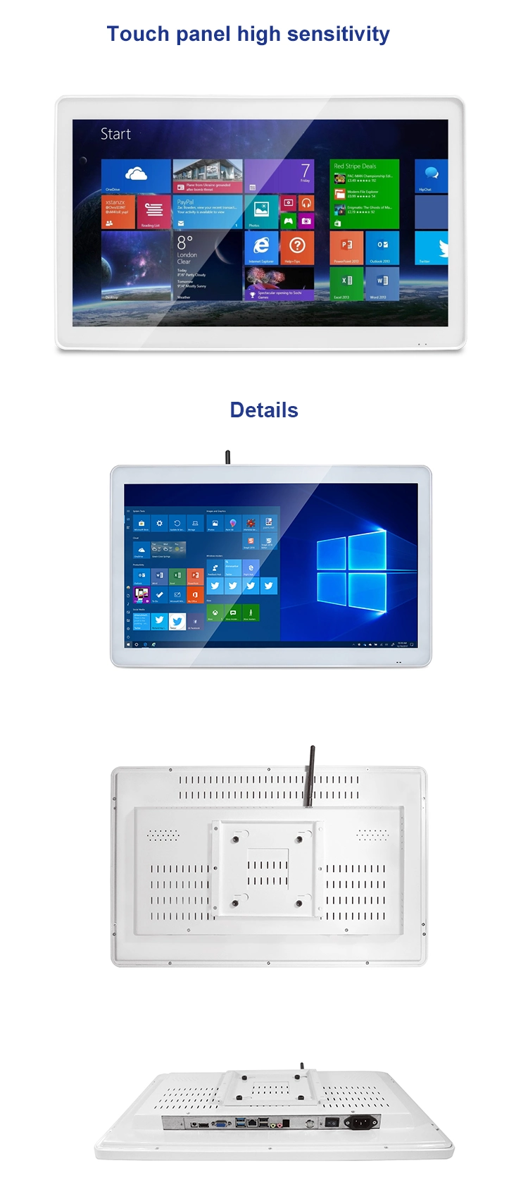 Wall Mounted Touch Screen LCD Monitors Android Tablet Displays 21.5