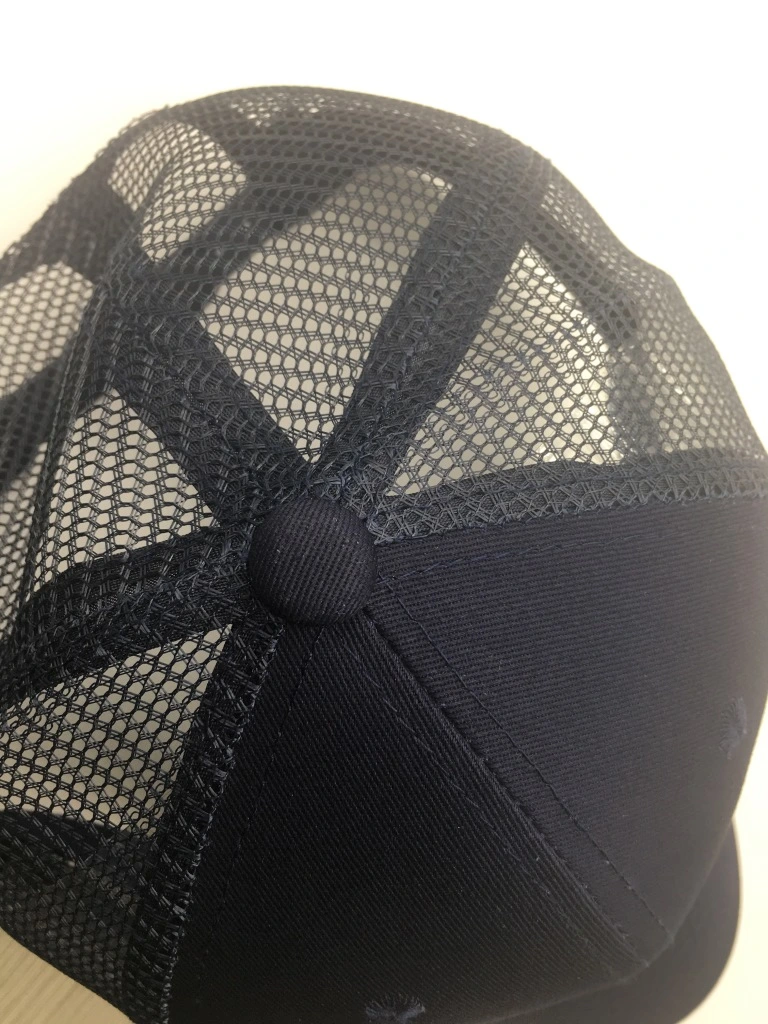 High Quality Black Pre-Curved Two Tone Cotton Twill Trucker 6 Panels Mesh Baseball Caps