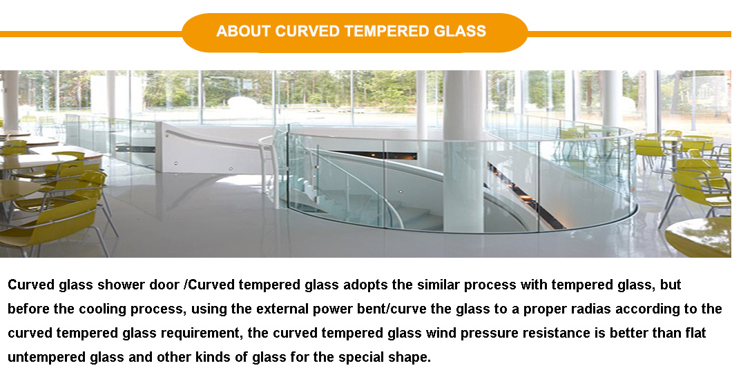 Clear Bent Curved Tempered Glass for Shower Wall Panels