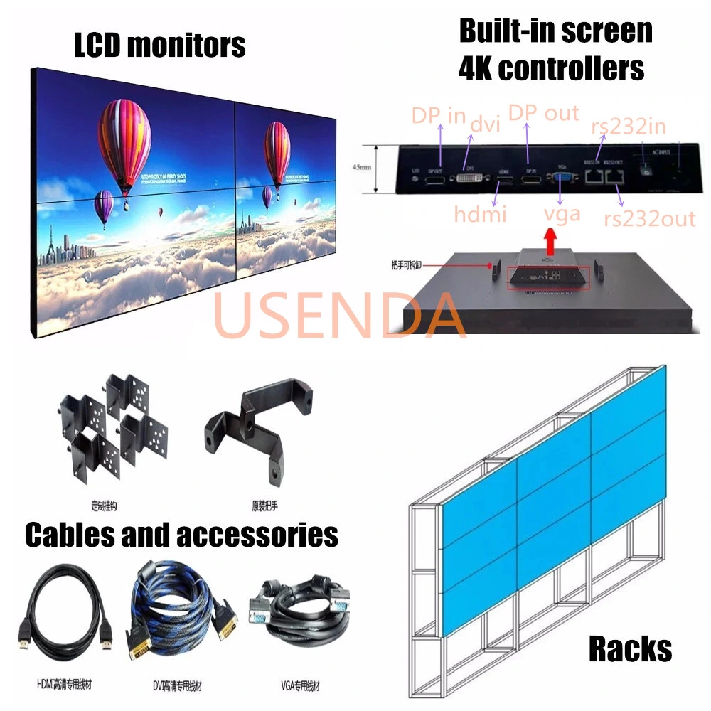 55inch Advertising TV 3X3 4X4 LCD Display Panel CCTV System Screens LCD Video Wall