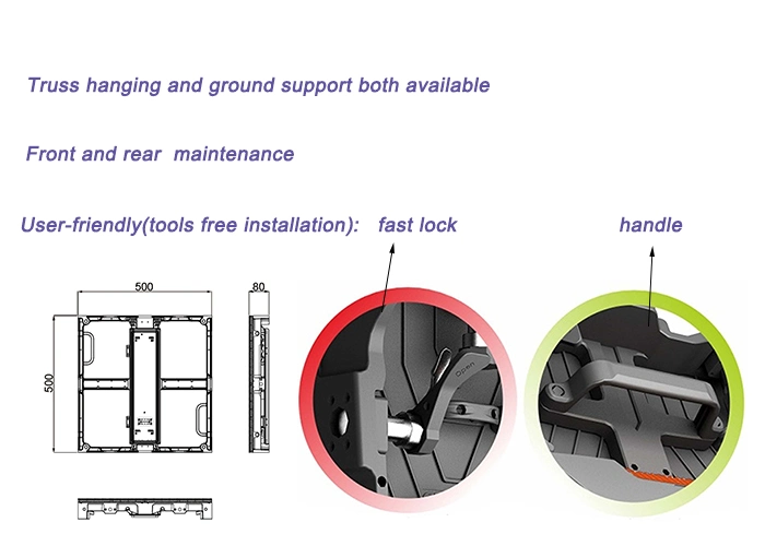 Curved P2.9 Indoor LED Panel Screen Rental Display with 500X500mm Panel