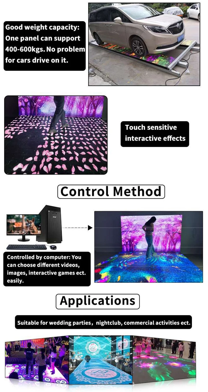 Full Color LED Screen Video Dance Floor Tile Display for Wedding Stage