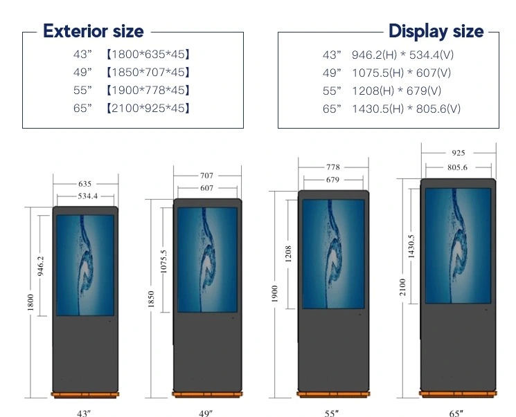 43inch HD Advertising Screen Advertising Light Frame Outdoor Ad Player Promotional Seated LCD Monitor Touch Screen