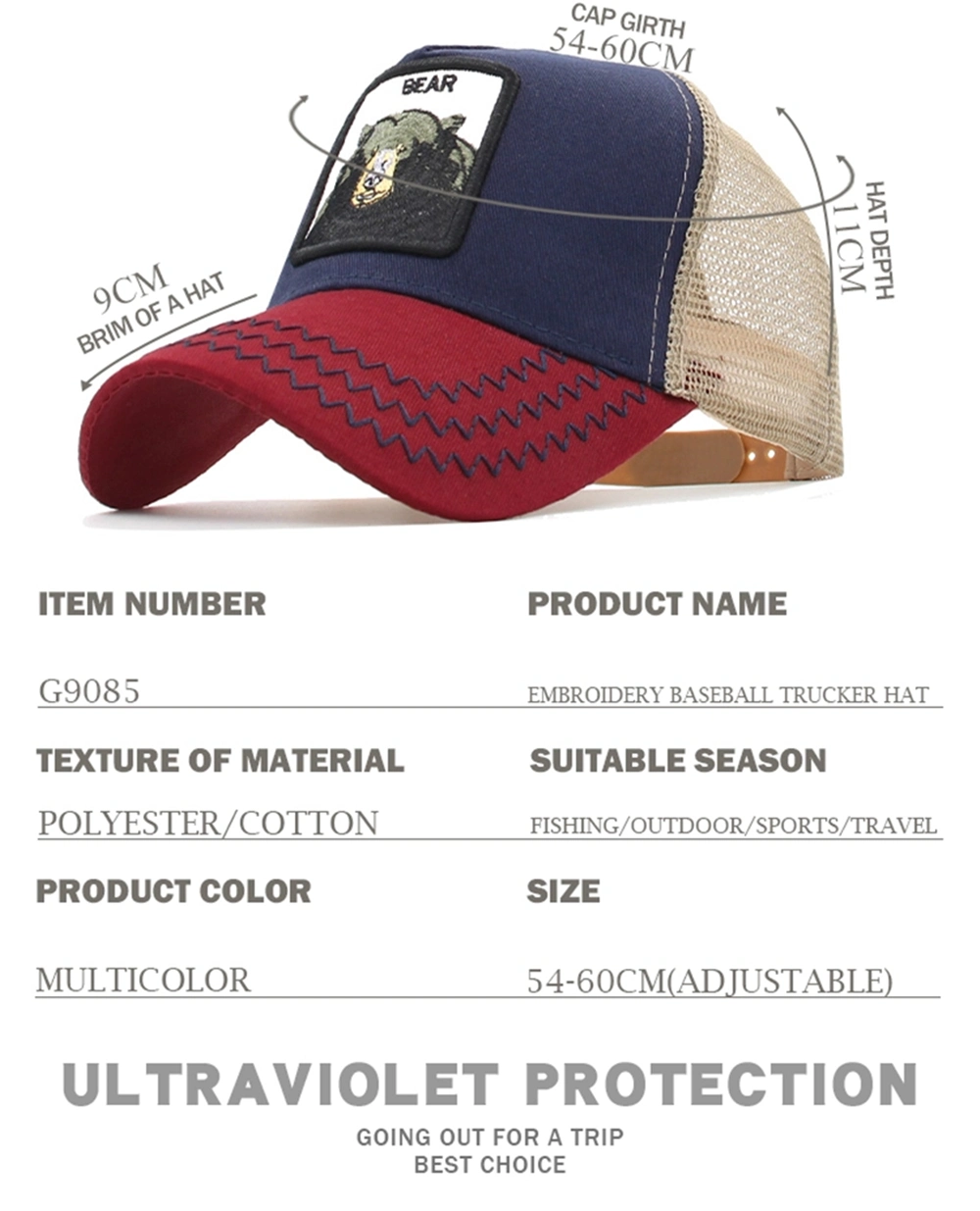 Classic Model Low Profile Curved Visor 6 Panels Blank Trucker Cap