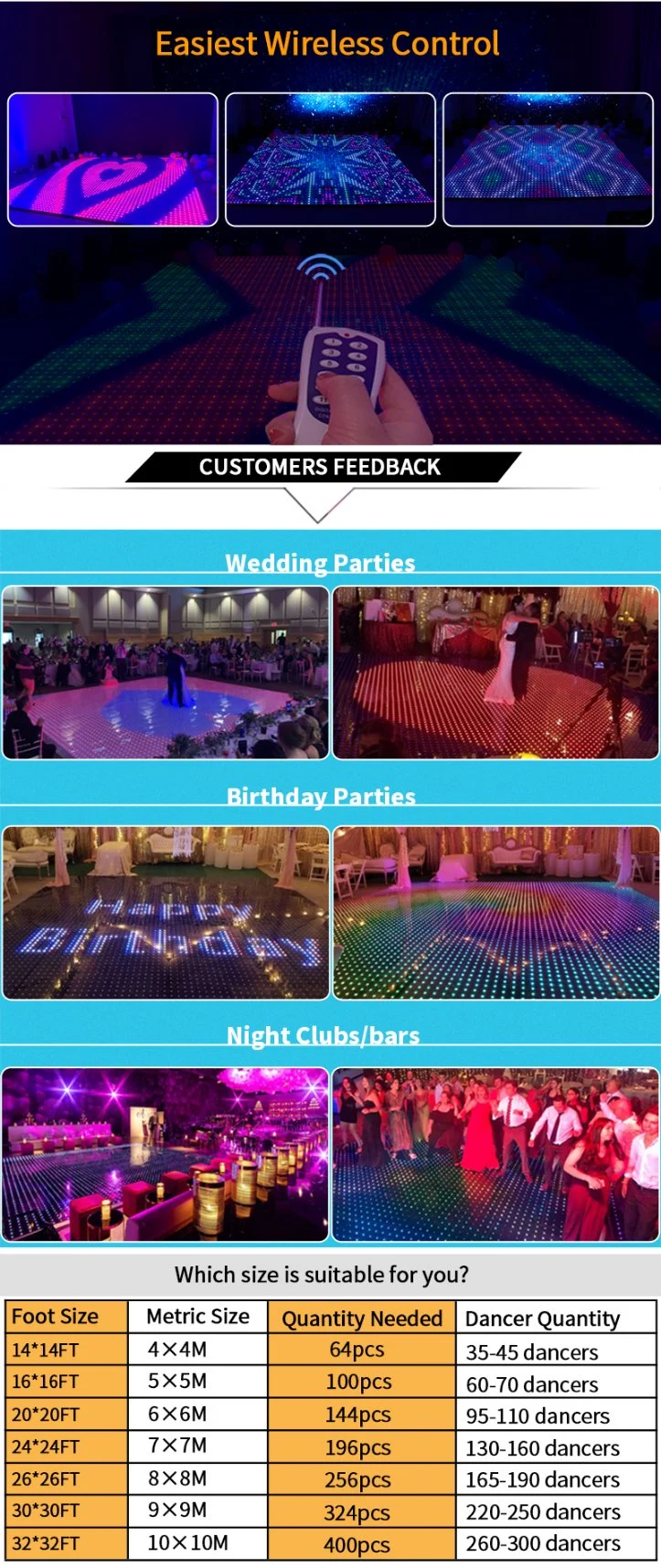 Outdoor Laminate LED Video Wedding Event Dance Floor DJ Lights Display Hire USA