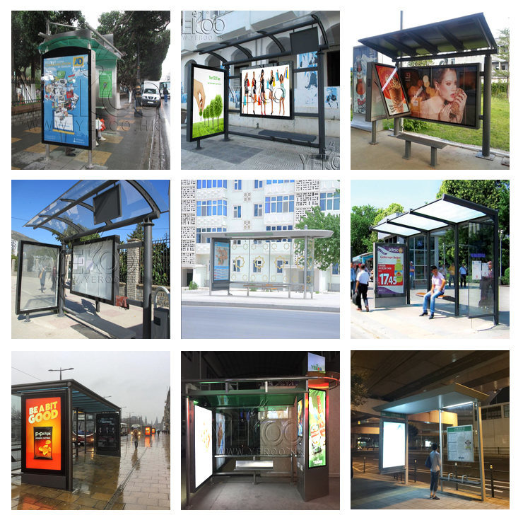 Outdoor Advertising Metal Advertising Bus Stop Shelter