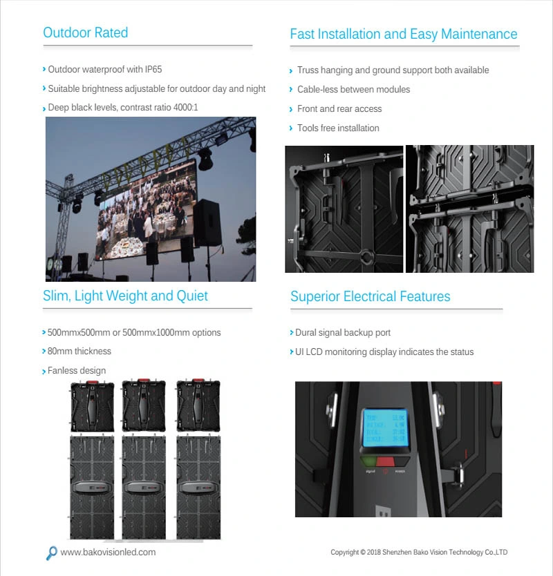 P4.81 Outdoor LED Display Screen Light Weight Cabinet Die Casting Aluminum Panels