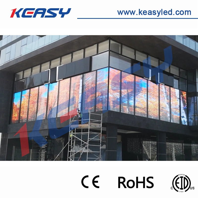 IP 65 Waterproof Keasy Transparent Glass Wall Advertising LED Screen