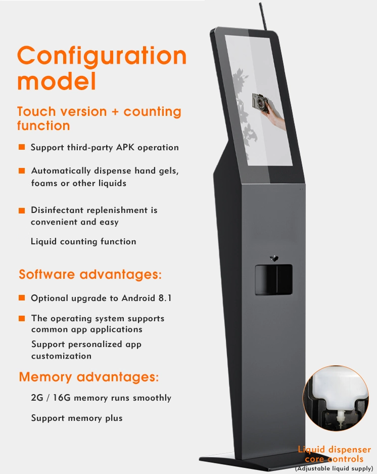 Touchless Gel Soap Dispenser Digital Signage Kiosk Stands Automatic Hand Sanitizer Dispenser Advertising Screens