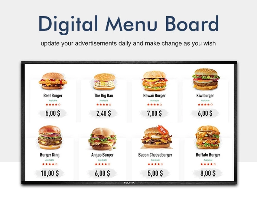 4K UHD Restaurant Fast Food Digital Signage Menu Boards Media Player