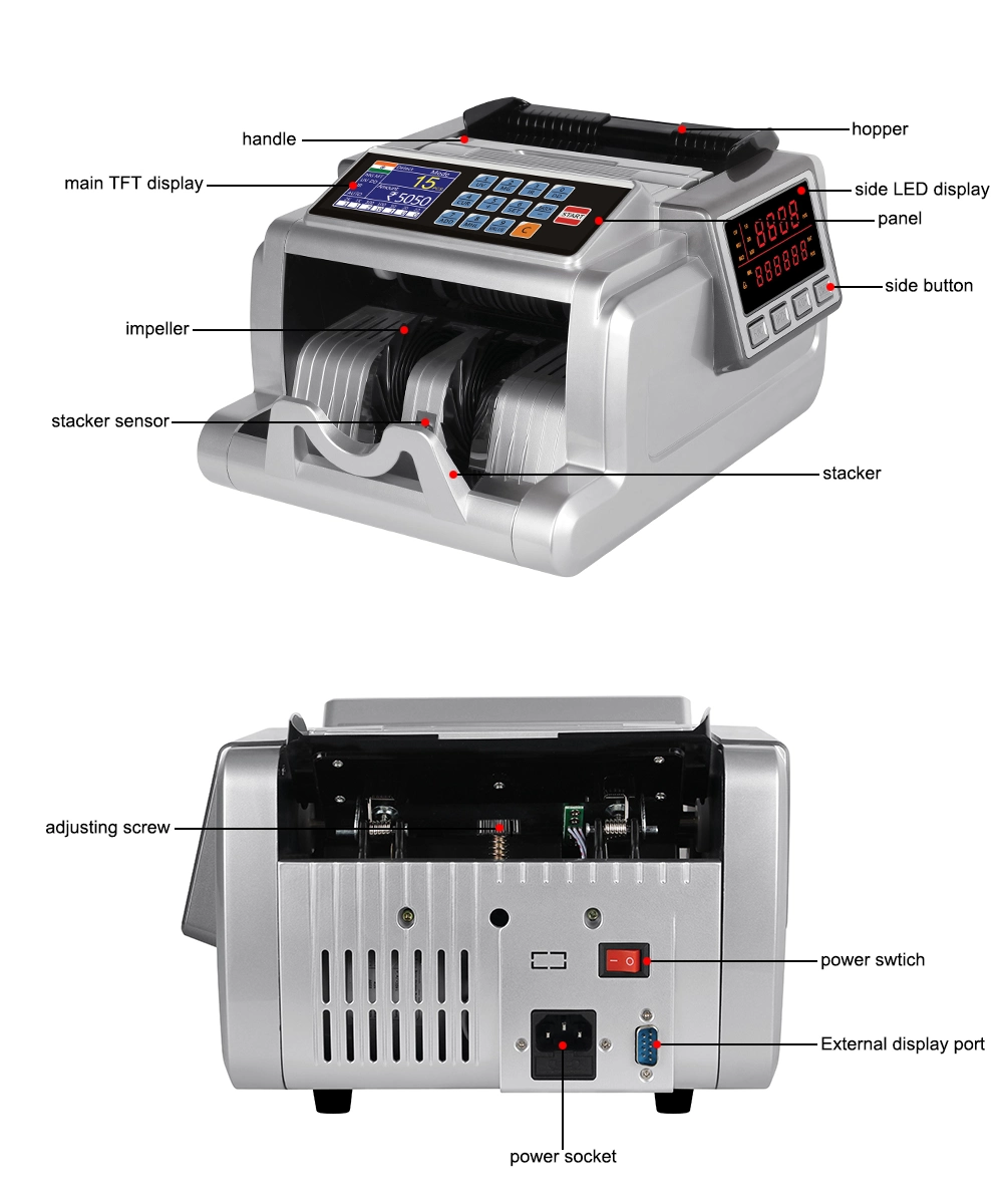 Al-6900t Mix Value Counter Machine Money Counter Machine with Large LED Display